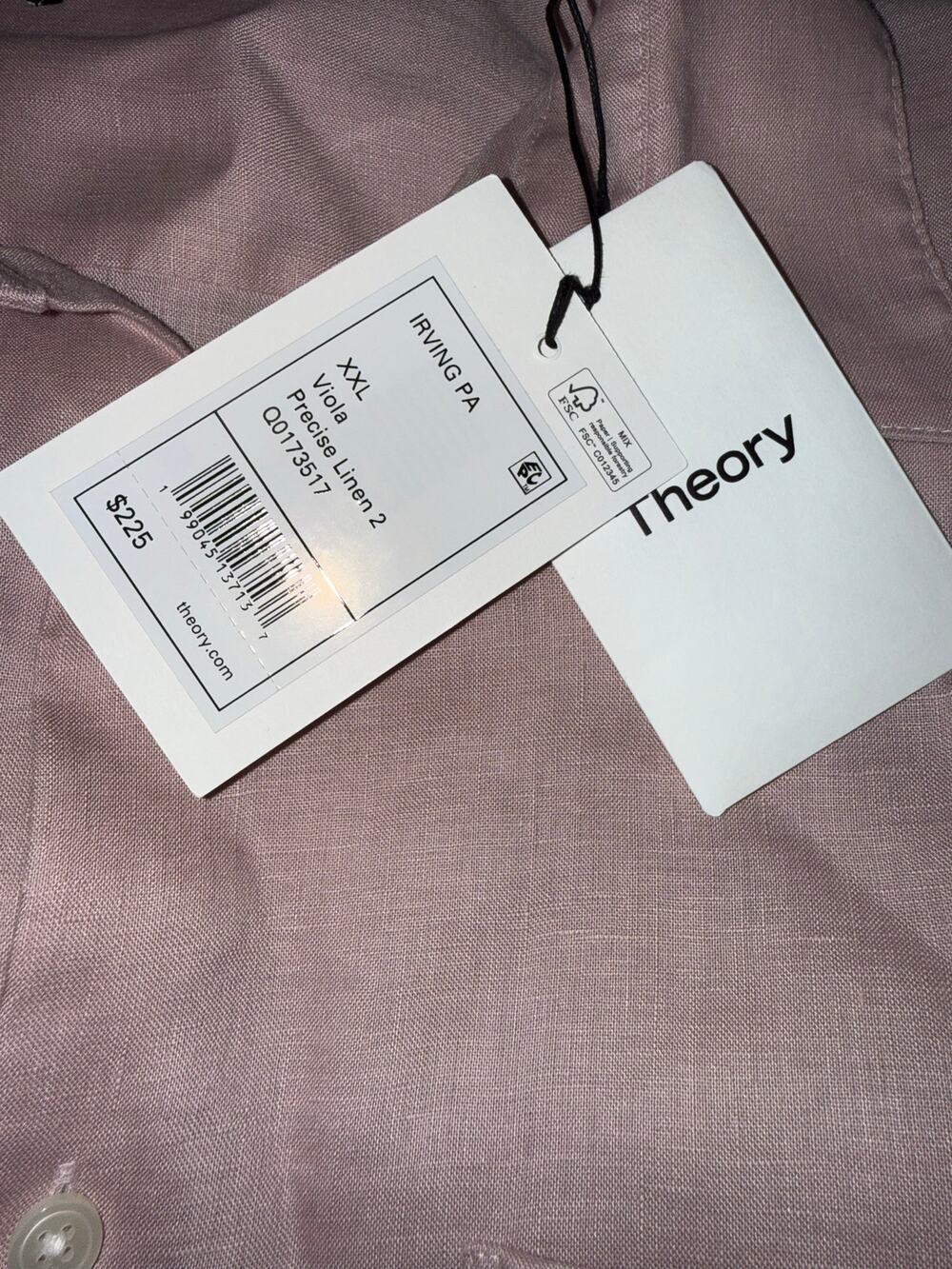 Theory Irving PA Men’s XXL Pink Viola Linen Button Down Shirt NWT $225